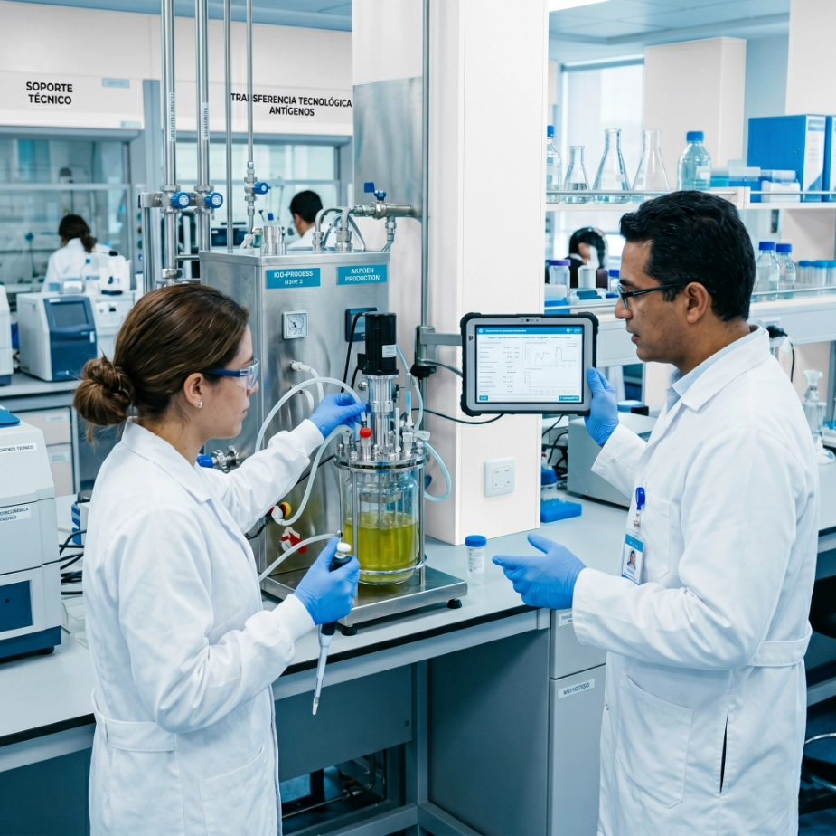 Soporte para producción industrial de antígenos